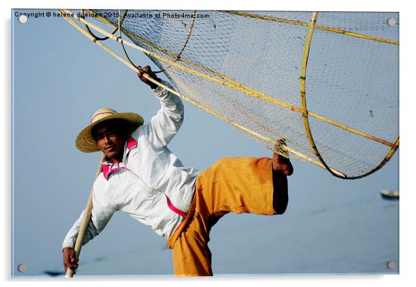  Burmese Fisherman Acrylic by helene duerden