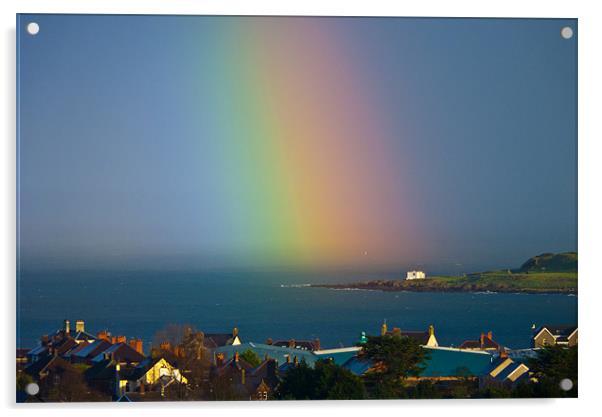 Rainbow at Sea, Larne, Co Antrim Acrylic by Paul Evans