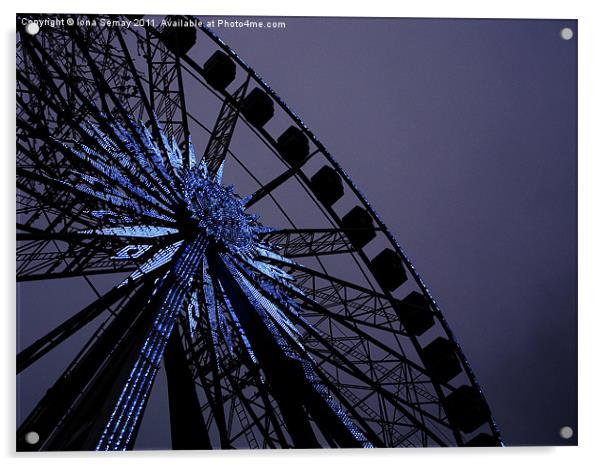 Blue Star Wheel Acrylic by Iona Semay