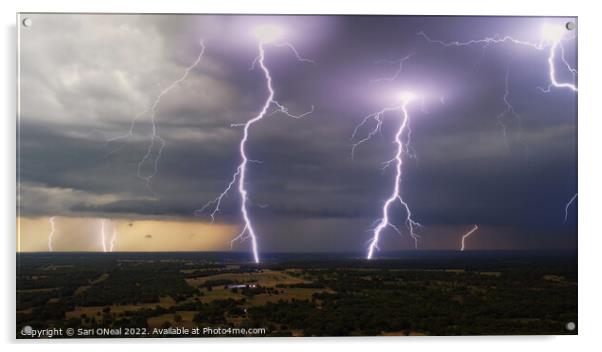 Oklahoma lightnign storm Acrylic by Sari ONeal