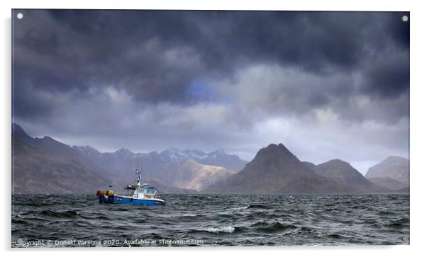 Stormy Mooring In Loch Scavaig, Skye Acrylic by Donald Parsons