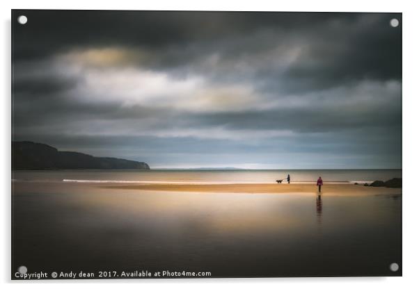 Sunday stroll on Sidmouth beach Acrylic by Andy dean