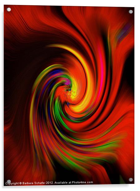 Swirls in Red Acrylic by Barbara Schafer