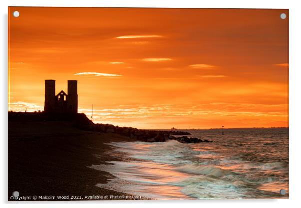 Reculver At Sunset Acrylic by Malcolm Wood