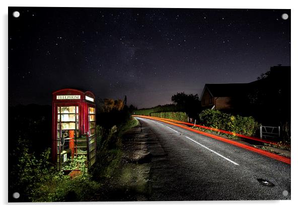 Rundown Phonebox By Night Acrylic by Malcolm Wood