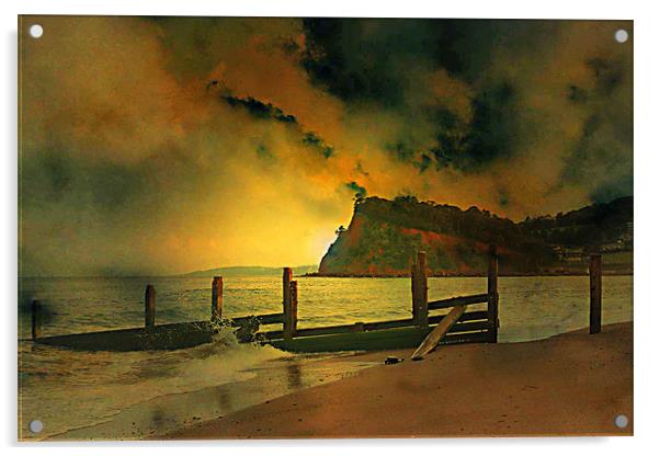 Shaldon cliffs Acrylic by kevin wise
