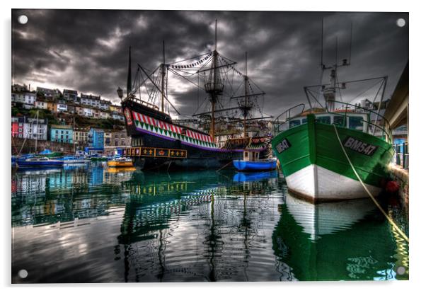Black skies over Brixham Acrylic by kevin wise