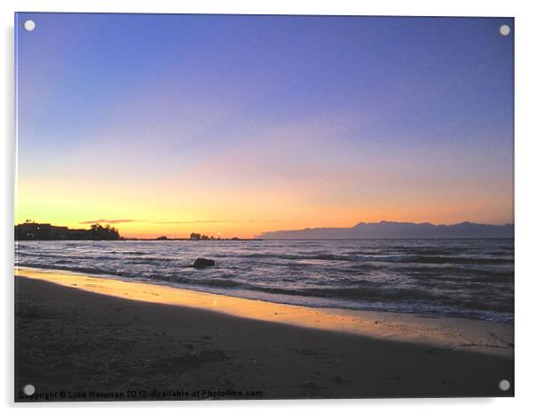 Corfu Beach Sunset Acrylic by Luke Newman