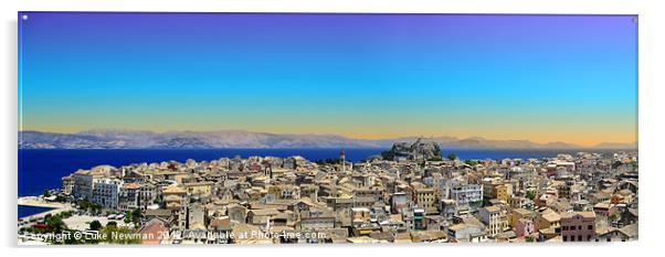 Corfu Town Rooftops panorama Acrylic by Luke Newman