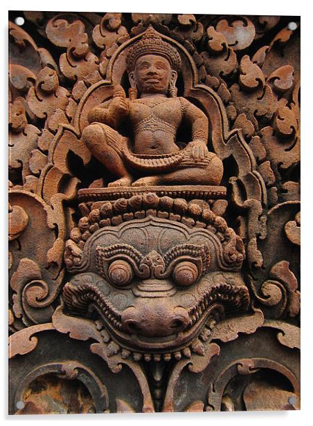 Banteay Srei Carving Acrylic by Luke Newman