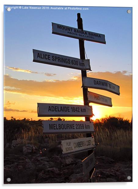  Banka Banka Signpost Acrylic by Luke Newman