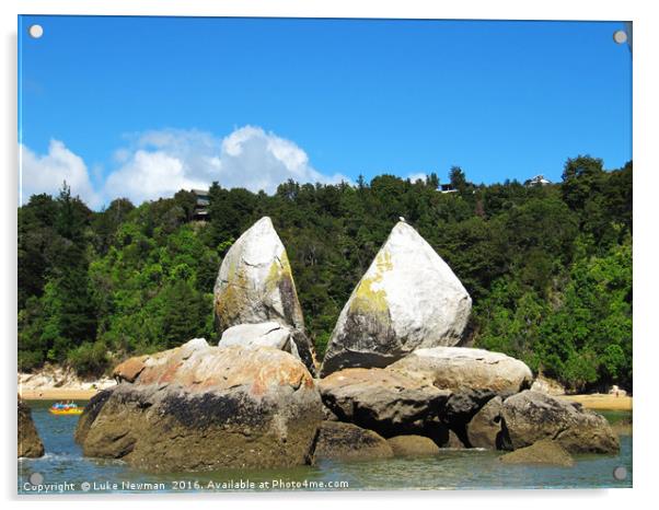 Split Apple Rock, Abel Tasman Acrylic by Luke Newman