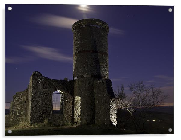 Kinnoull Hill Tower Light Paint Acrylic by Jamie Moffat