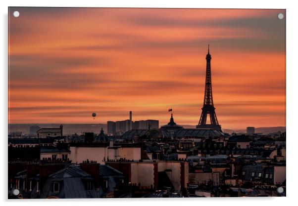 Red sunset on the Eiffel tower Acrylic by Ankor Light