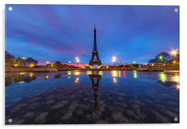 Sunrise on the Eiffel tower reflection Acrylic by Ankor Light