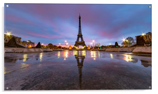 Sunrise on the Eiffel tower reflection Acrylic by Ankor Light