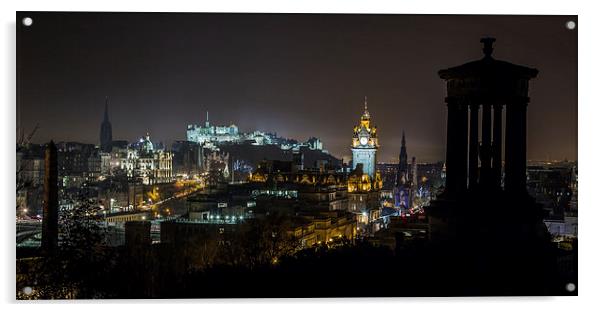 Edinburgh City Skyline Acrylic by Buster Brown