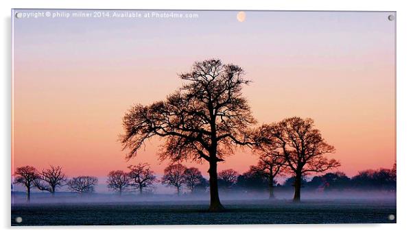 Moon Mist And Sunrise 2 Acrylic by philip milner