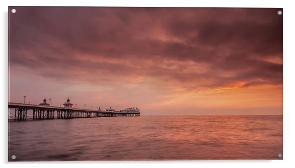 Blackpool Pier Sunset Acrylic by stuart bennett