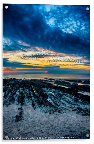 Sunset Over Croyde Bay, Devon Acrylic by Shawn Nicholas