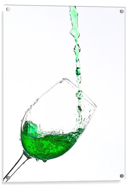 A glass of Green sparkling water Acrylic by Dave Frost