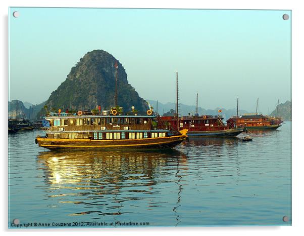 Sunrise in Halong Bay, Vietnam Acrylic by Anne Couzens