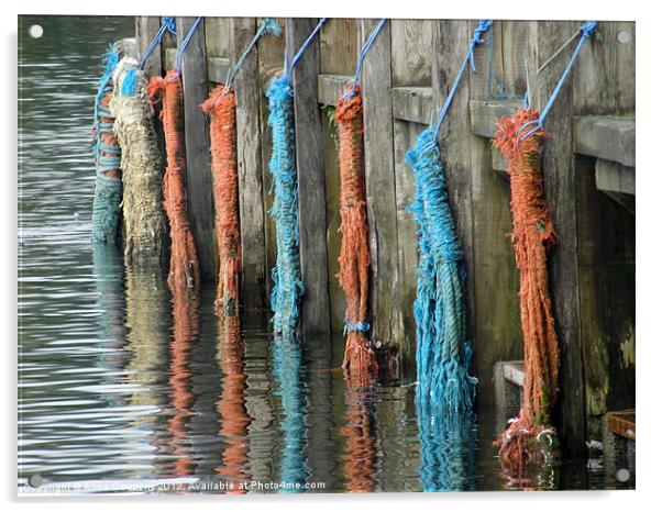 Ropes on a quay Acrylic by Anne Couzens