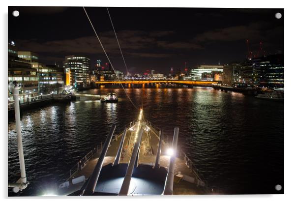London from the bridge of HMS BELFAST Acrylic by Ian Cocklin