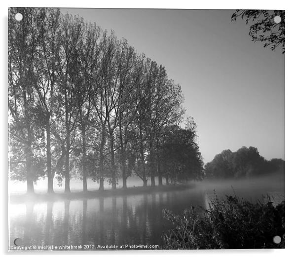 Misty morning B/W Acrylic by michelle whitebrook