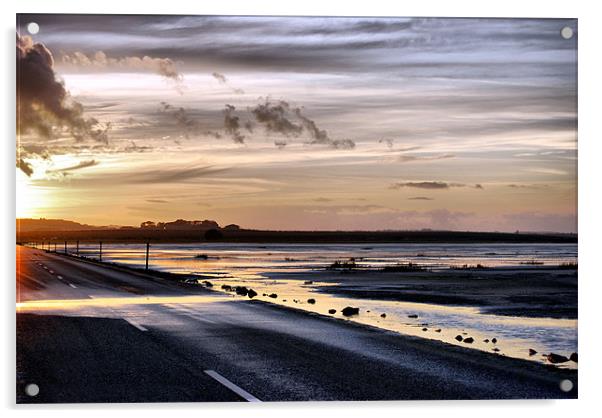 Holy Island Lindisfarne Sunset Acrylic by Jacqui Farrell