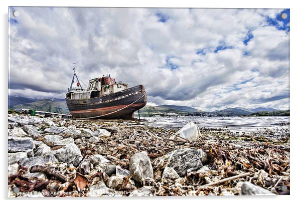 Fishing Boat Aground in Scotland Acrylic by Andy Anderson