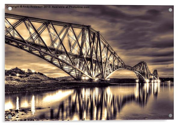 Forth Rail Bridge Sunrise Acrylic by Andy Anderson