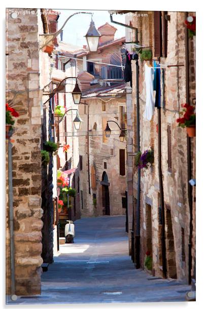  Sleepy Street in Assisi, Italy Acrylic by Andy Anderson