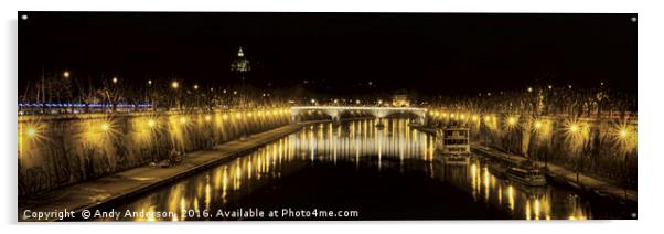 Rome Tiber Bridge - Ponte Mazzinin Acrylic by Andy Anderson