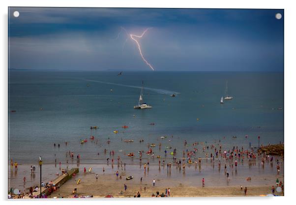 Lyme Regis lightening Acrylic by Val Saxby LRPS