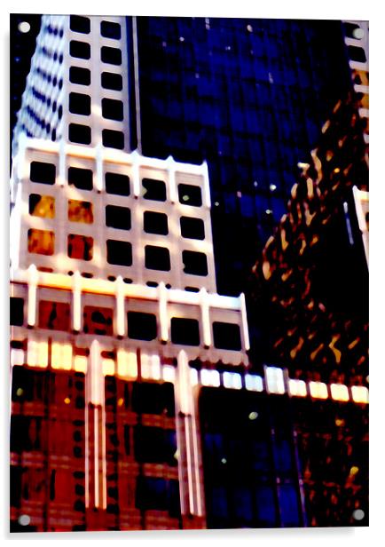 New York Buildings Acrylic by Elizabeth Wilson-Stephen