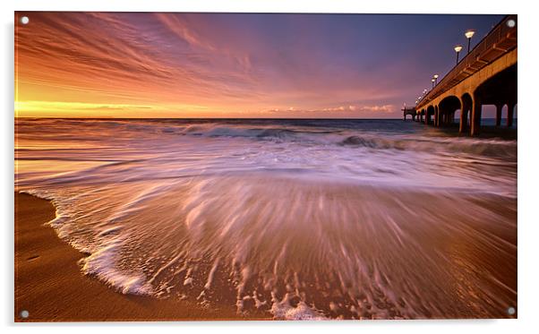 Colourful Pier Sunrise Acrylic by Jennie Franklin