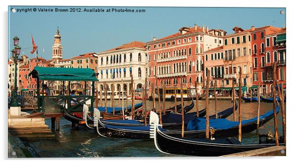 Gondolas in Venice Acrylic by Valerie Brown