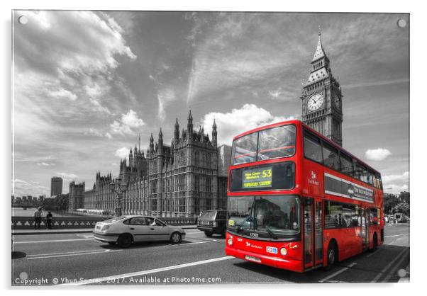 London Big Ben And Red Bus Acrylic by Yhun Suarez