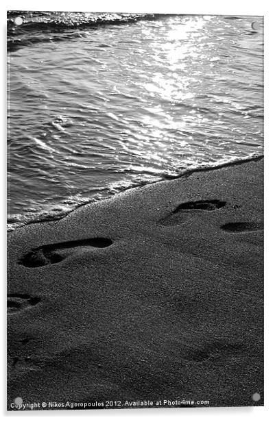 footprints on the sand Acrylic by Alfani Photography