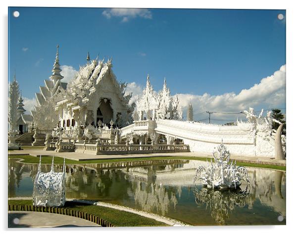 The White Temple Acrylic by Viktorija Brown