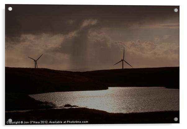 WIND TURBINE SILHOUETTE Acrylic by Jon O'Hara