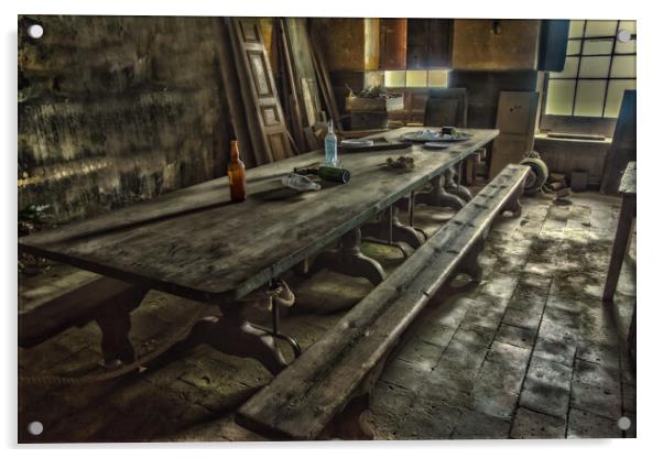 Below stairs dining table. Acrylic by Alan Matkin