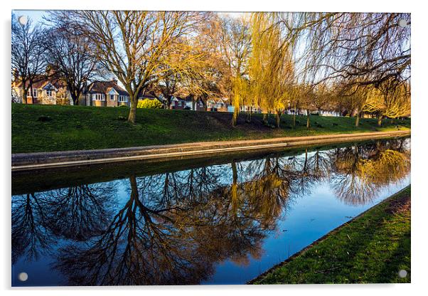 Hythe Canal Kent Acrylic by David Shackle