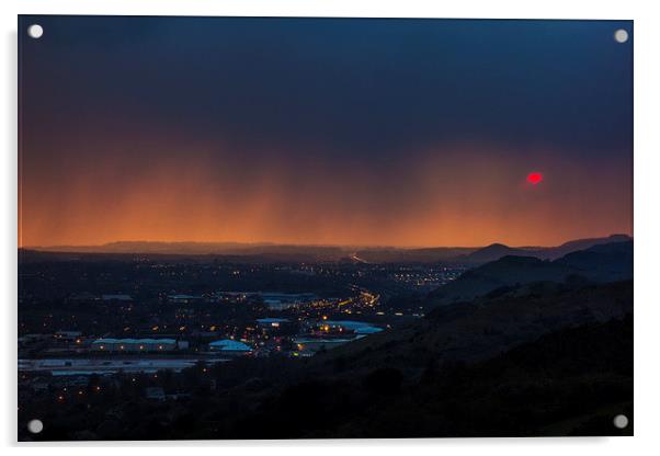 Eerie Folkestone Sunset Acrylic by David Shackle