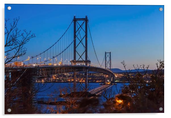Forth road bridge at sunset Acrylic by Gary Finnigan