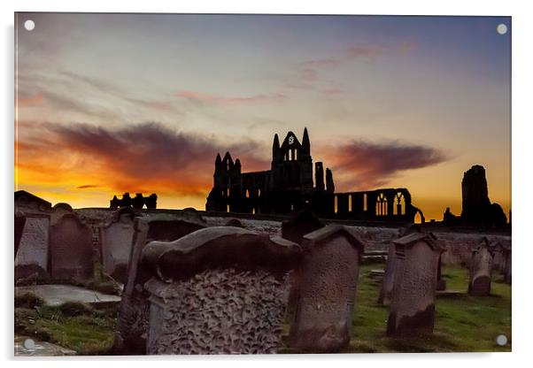 Whitby Abbey at sunrise Acrylic by Gary Finnigan
