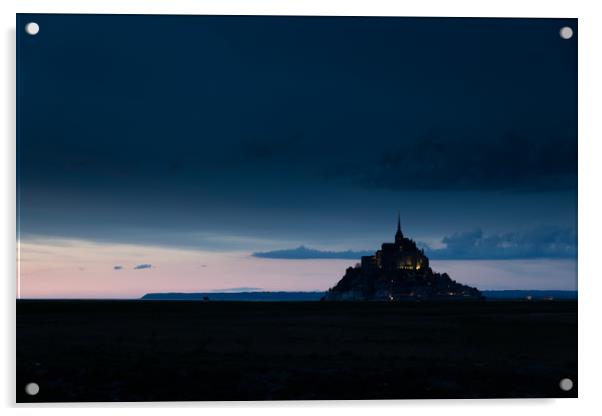 Mont St Michel at night Acrylic by Gary Finnigan