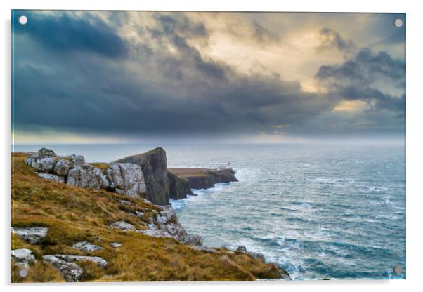 Neist Point lighthouse, Isle of Skye Acrylic by Gary Finnigan
