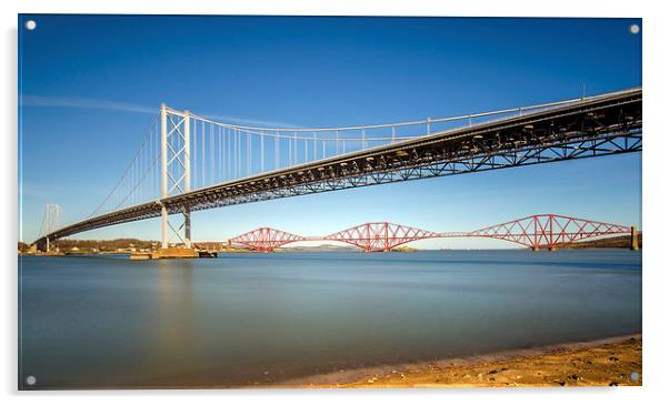 The Forth Bridges Acrylic by Mike Dow